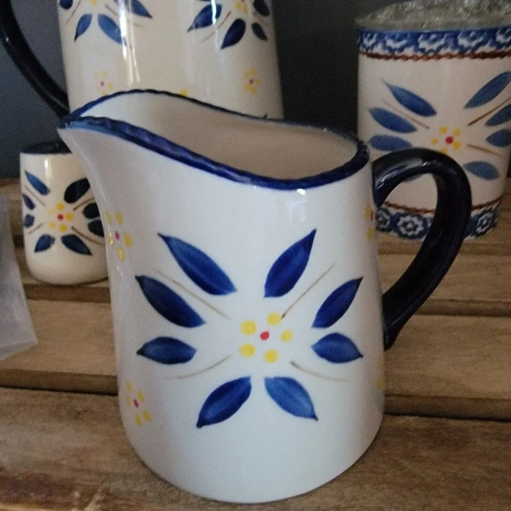 Temptation‎ Old World Pitcher Salt Pepper Creamer Spreader Garlic Keeper Flower